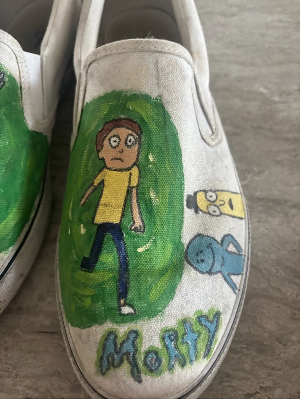 Men’s Slip-On Canvas Shoe with Green Rick Illustration Walmart shoes custom byme
